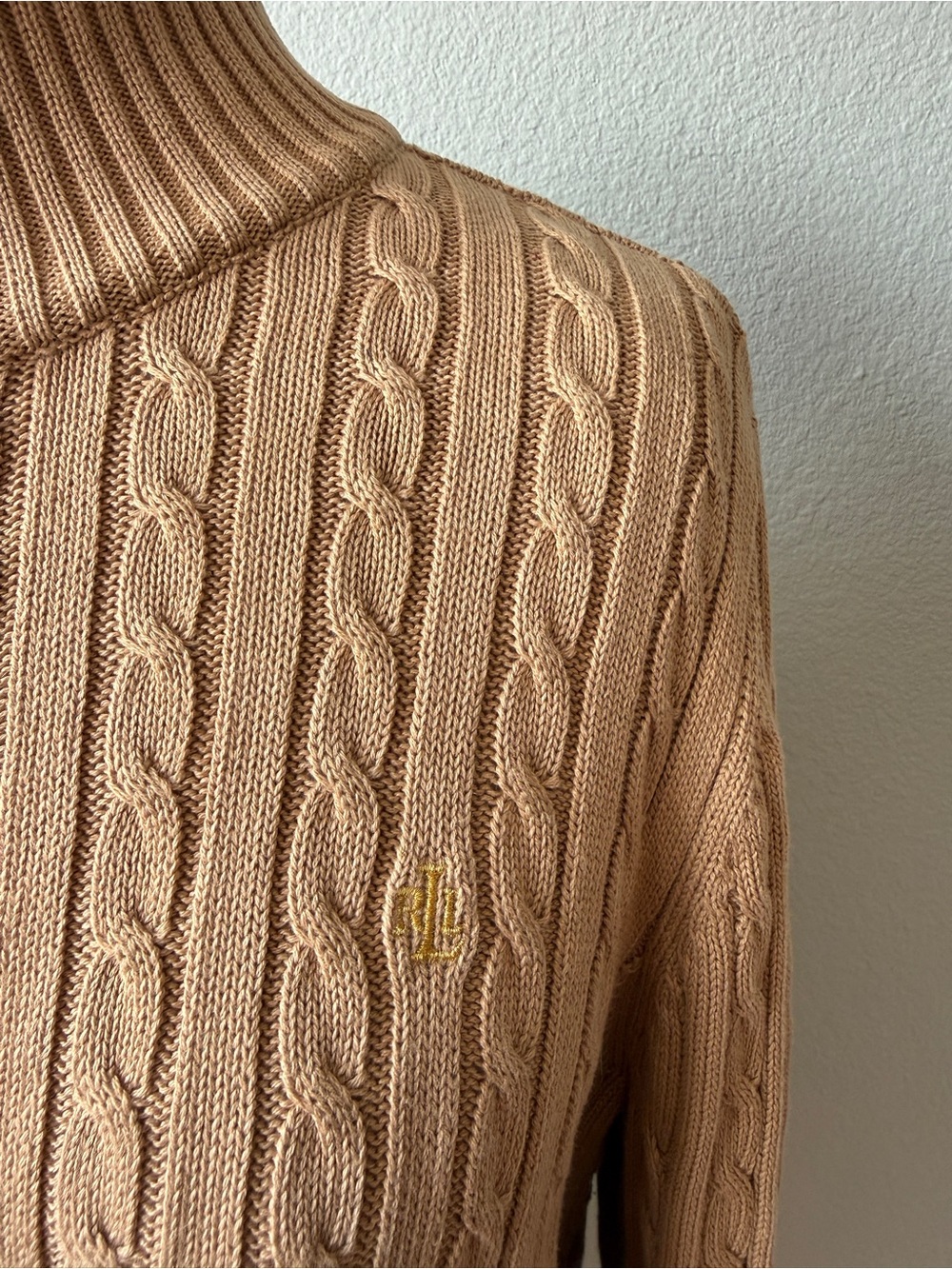 Lauren Ralph Lauren Metallic
Gold Cable Knit Zippered Cardigan Sweater - Picture 5 of 8
